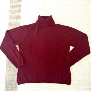 Lord & Taylor Two Ply 100% Cashmere Turtleneck Women's M Burgundy Vintage